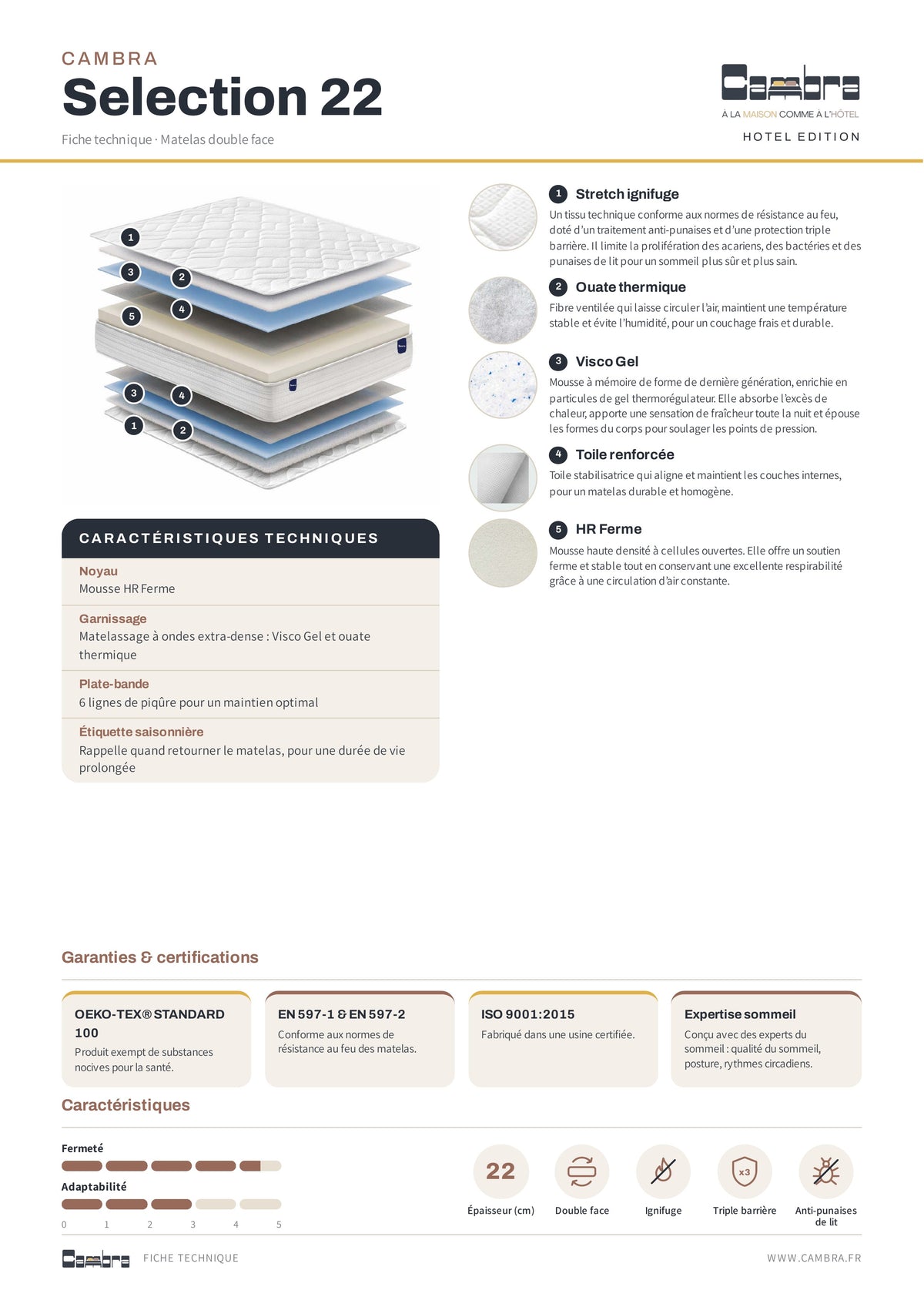 Matelas CAMBRA SELECTION 22